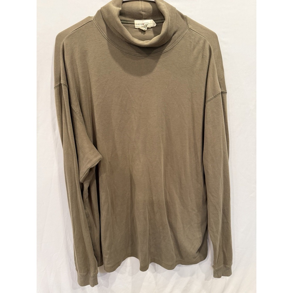 Vintage J Crew Roll Neck Turtle Neck Shirt Mens XL Brown Cotton Long Sleeve 90s